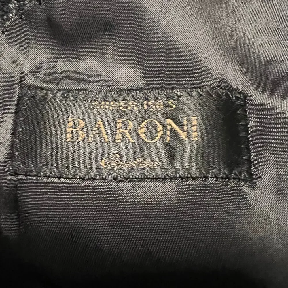 Baroni Blazer Mens 48R Super 150s Gray Plaid Wool Sport Coat Jacket